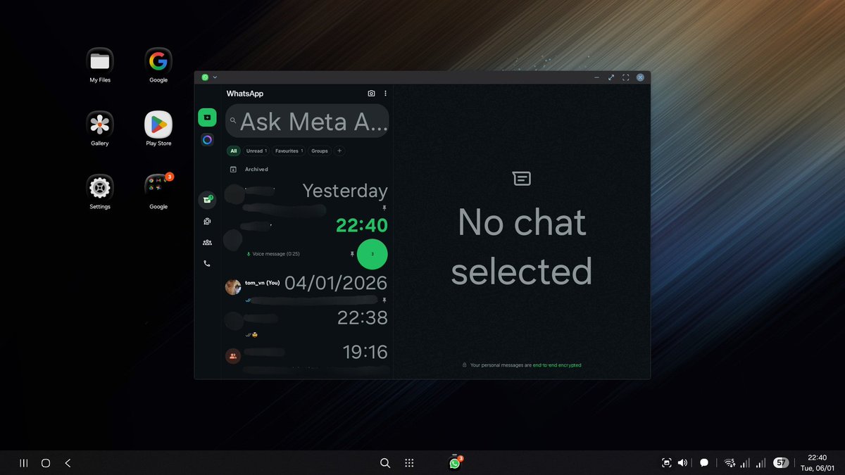 WhatsApp on DeX is a mess