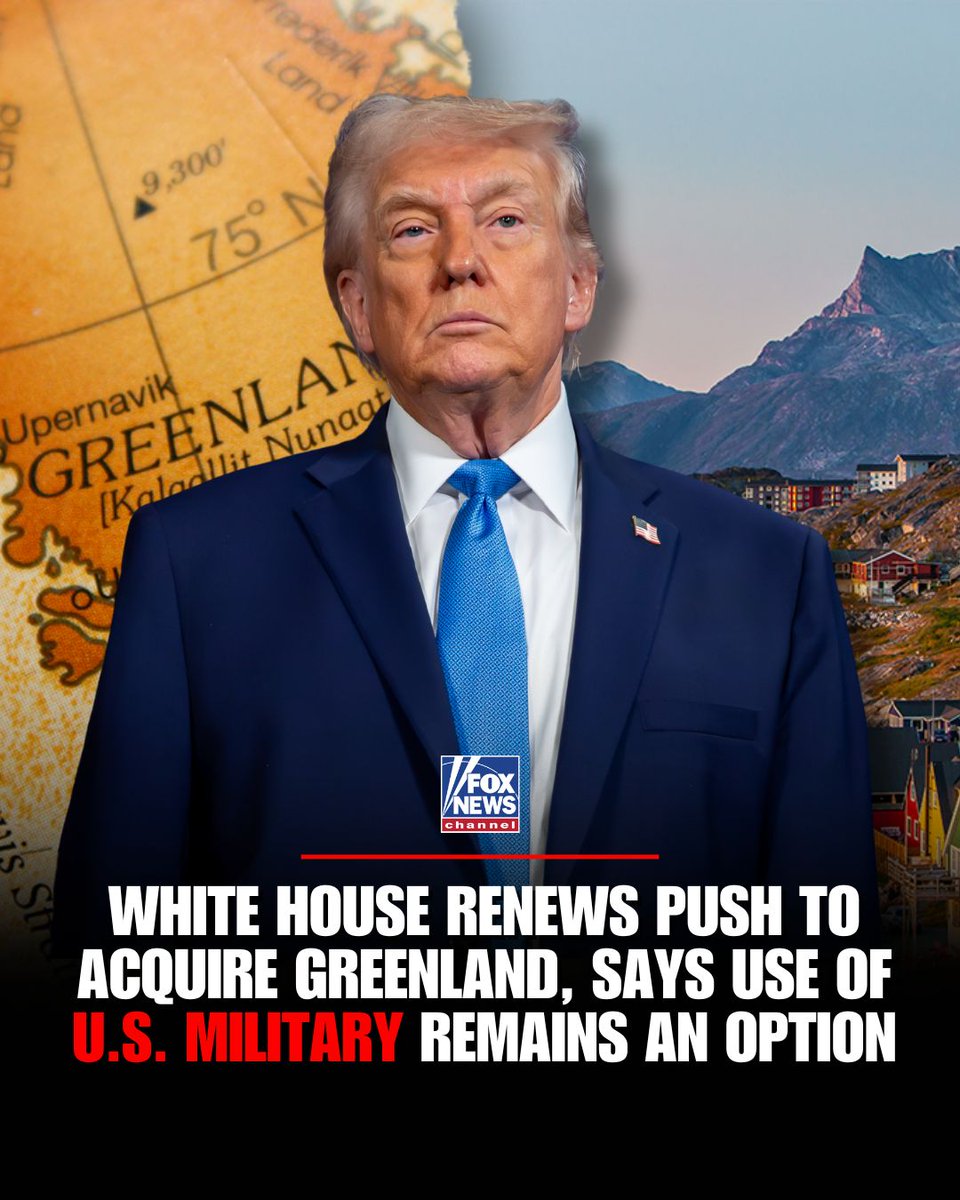 ALL EYES ON GREENLAND: The White House says President Trump views acquiring Greenland as a national security priority and that the use of the U.S. military has not been ruled out:

“The President and his team are discussing a range of options to pursue this important foreign
