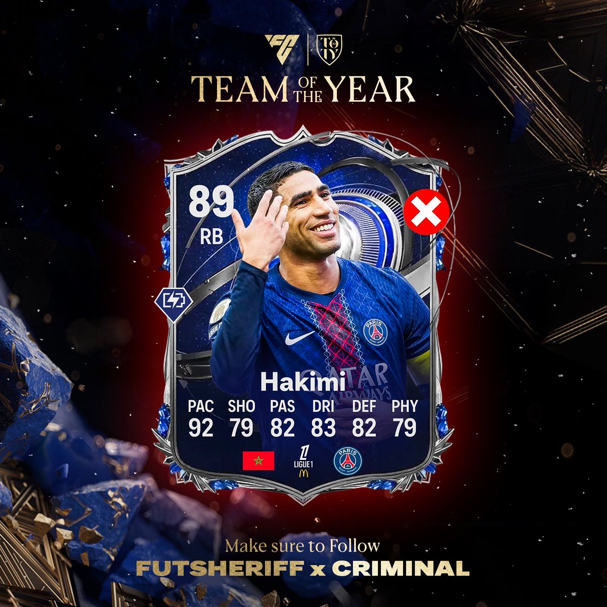 FutSheriff's tweet image. 🚨BREAKING

🇲🇦 Hakimi is NOT a TOTY NOMINEE ❌

Who should replace him then? 👀 💣🔜

Follow @FutSheriff &amp;amp; @Criminal__x 😉🔜💣
#FC26