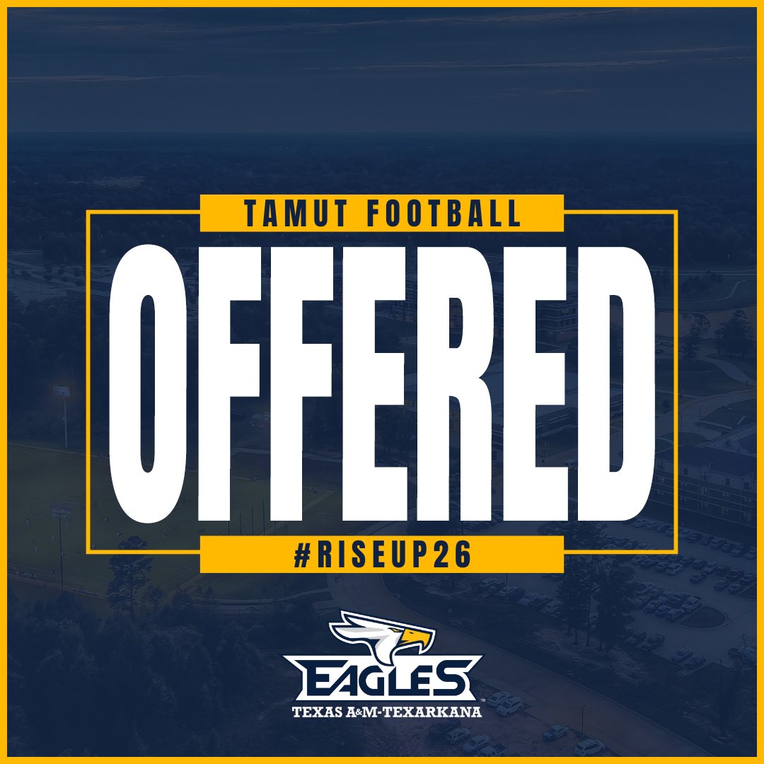 #AGTG After a great conversation with <a href="/JoshuaEargle/">Joshua Eargle</a> I am blessed to receive an offer from TAMUT!! <a href="/LeroyHood/">Coach Hood</a> <a href="/jaidenhenry_/">Coach Henry 💎</a> <a href="/CoachDjohn/">Dennis Johnson</a>