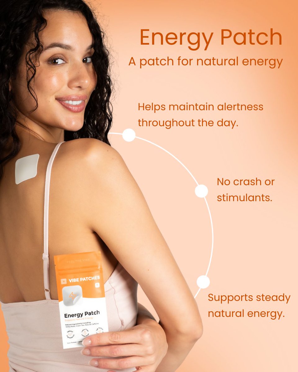 VibePatches's tweet image. Clean energy, made simple.
No jitters. No crash. Just steady support throughout your busiest days.

Peel. Stick. Thrive.

✨ BUY 2 GET 2 FREE sale is live! ✨
#EnergyPatch #VibePatches #WearableWellness #CleanEnergy #DailyBalance #VitaminPatch