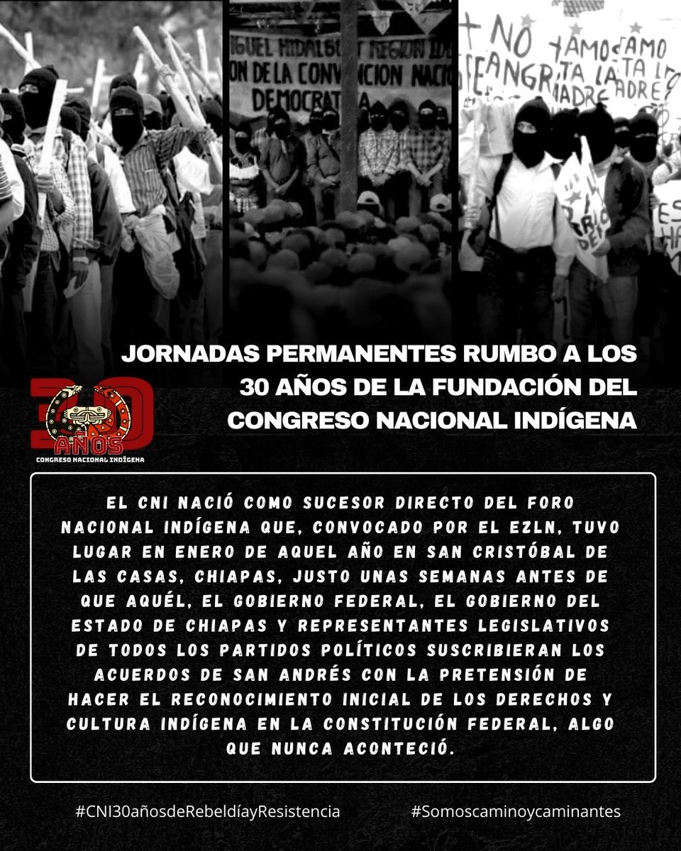 El CNI se fundó entre el 9 y el 12 de octubre de 1996 contando con la presencia emblemática de la Comandanta Ramona, delegada del Comité Clandestino Revolucionario Indígena-Comandancia General del EZLN; y con la participación de más de 3 mil delegados y delegadas de todo Méx.