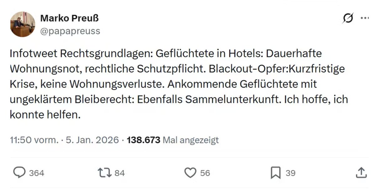 Huhu <a href="/papapreuss/">Marko Preuß</a>, Sie haben da einen Tweet verloren. Aber keine Sorge, wir haben ihn für Sie archiviert. 😌 Damit keinesfalls untergeht, wie die SPD Berlin soziale Politik "für dich" nach dem linksextremen Terroranschlag so sieht. ⬇️ Gern geschehen.

PS: Reposts sehr gern