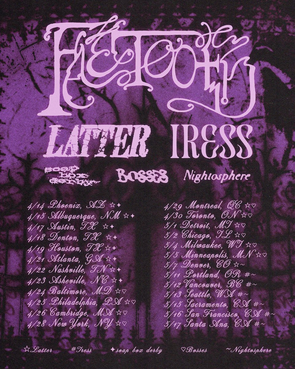 faetooth's tweet image. US &amp;amp; CANADA TOUR THIS SPRING! 🤍
We are so excited to see you! Tickets on sale this Friday Jan 9th 10am local 🌀
