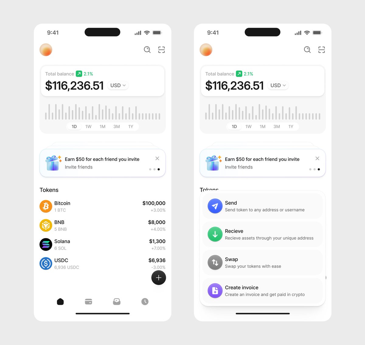 Happy new year Started work on a crypto wallet app where users can also  generate invoices to receive payments