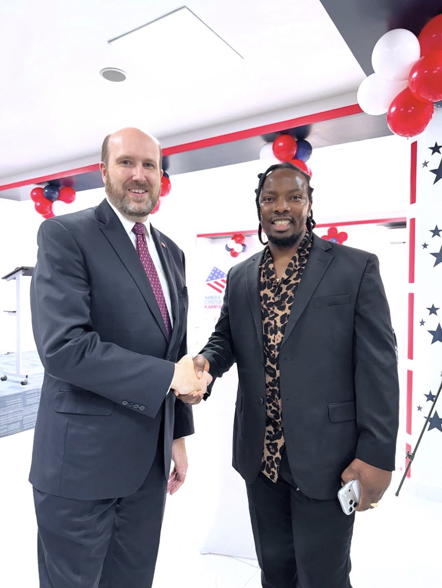 The American Ambassador to Uganda William W. Popp and yours truly. Always a pleasure connecting with people committed to creating spaces for creation, connection, collaboration and transformation. Today marked the re-opening of the American Center, and it was great to reconnect