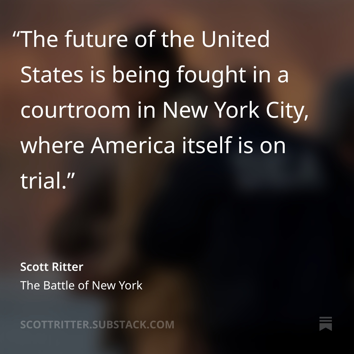 The Battle of New York
"What country can preserve it’s liberties if their rulers are not warned from time to time that their people preserve the spirit of resistance?" Thomas Jefferson asked. Today we search for an answer.

While the world struggles to come to grips with the