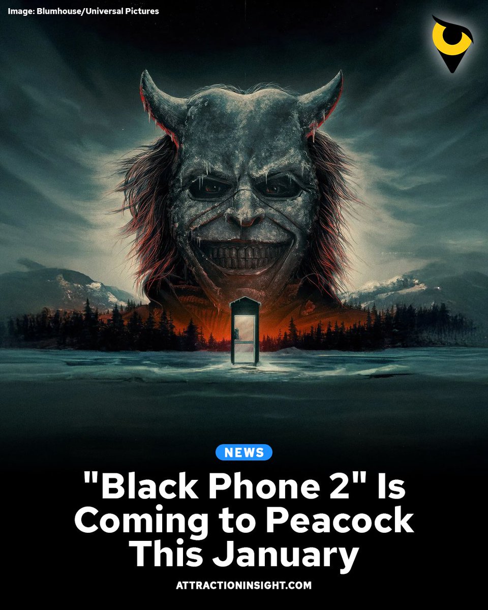 AttractInsight's tweet image. Blumhouse’s horror sequel "Black Phone 2" is headed to Peacock's streaming service this month!

FULL DETAILS: attractioninsight.com/news/black-pho…
