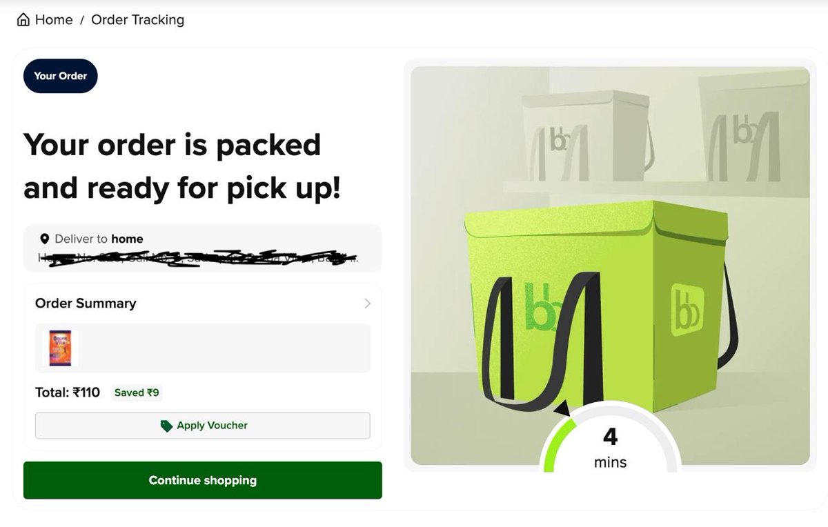 I ordered Bourn Vita for my child. The delivery time showed 20 minutes, but it’s been 1.5 hours now and the order still hasn’t arrived.
For the last 15 minutes, the app has been stuck at “4 minutes”.
Very disappointing experience. Please look into this.
<a href="/bigbasket_com/">bigbasket</a>