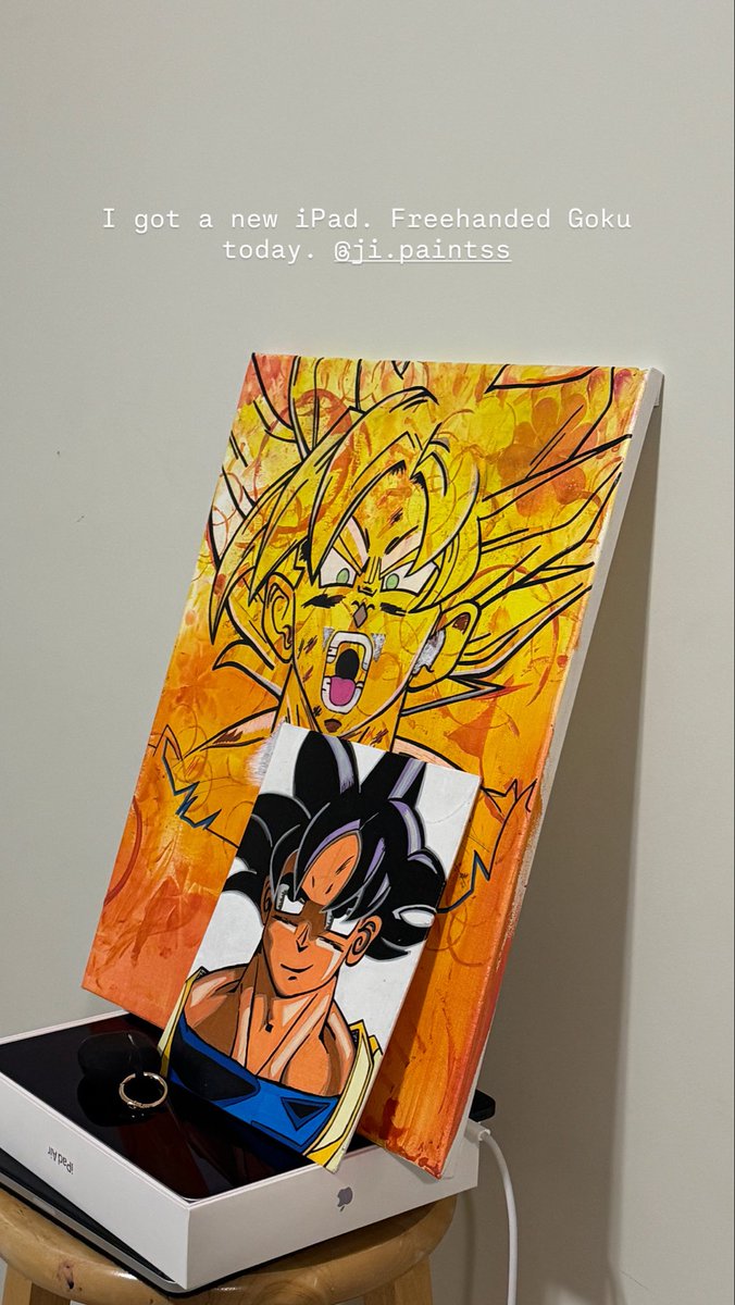 I painted Goku with objects I broke around the house