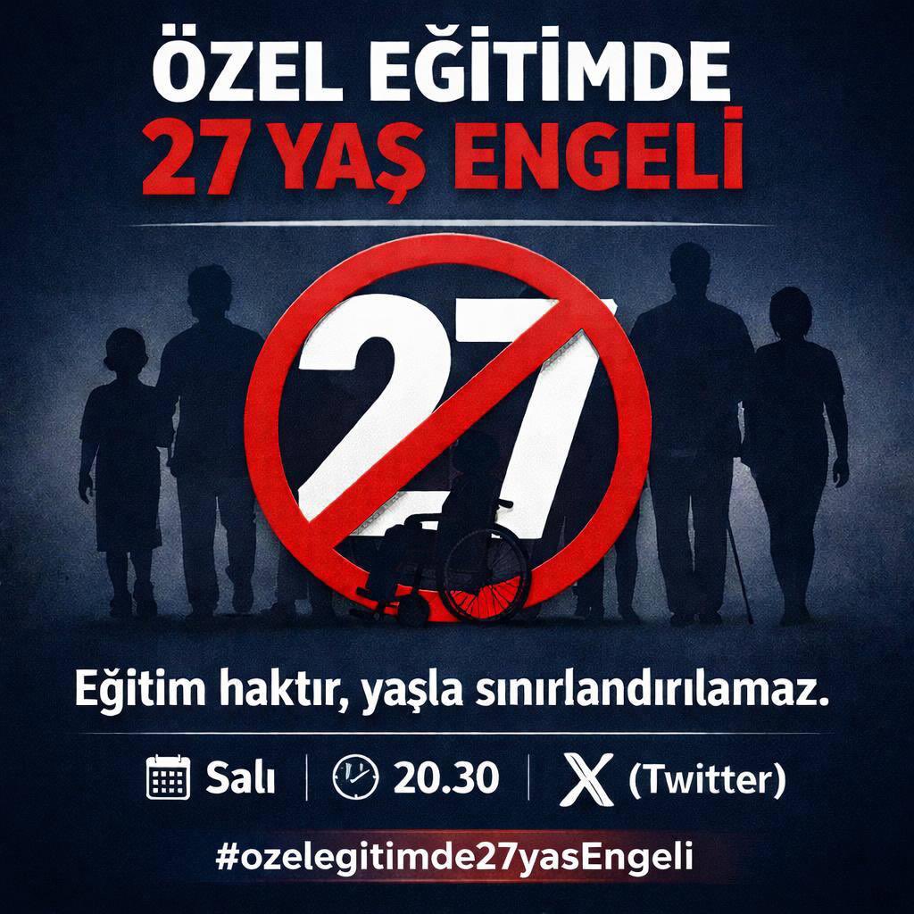 27 yaşında eğitim bitmez.
Engellilikte “yaş sınırı” koymak, hakkı değil engeli büyütmektir.
Eğitim hakkı ömür boyudur.

 #ozelegitimde27yasengeli