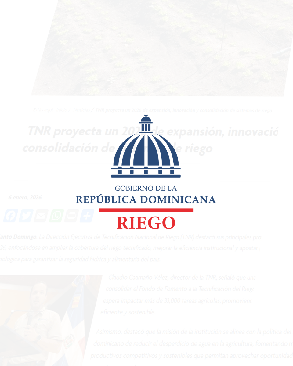 Tecnificación Nacional de Riego presentó sus principales proyectos para 2026, enfocados en ampliar la cobertura del riego tecnificado, fortalecer la eficiencia institucional e impulsar la innovación tecnológica para garantizar la seguridad hídrica y alimentaria del país.