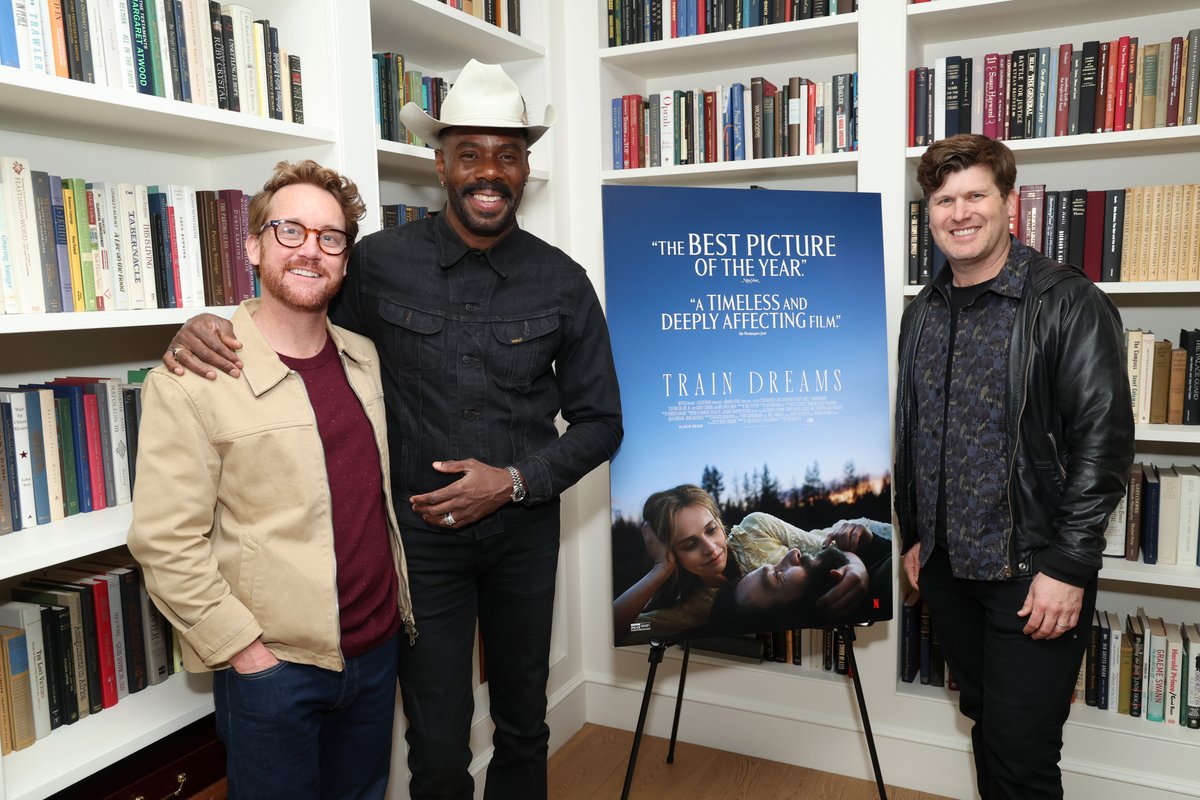 traindreamsfilm's tweet photo. Colman Domingo joins Clint Bentley, Joel Edgerton, Greg Kwedar, Bryce Dessner, and Adolpho Veloso for a special screening of Train Dreams. https://t.co/2B9AuAdJOl