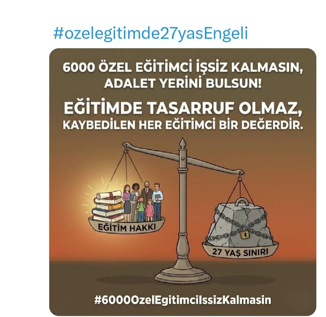 SalgutNursel's tweet photo. @TSKonfederasyon @RTErdogan @Yusuf__Tekin Engelsiz yaşam için eğitim hakkı engellenemez https://t.co/AVL6Y9CX0P