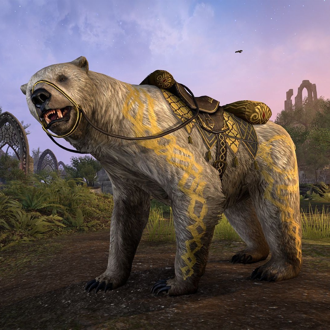TESOnline's tweet photo. Beginning January 7th, tame the mighty Anniversary Fellowship Bear during January’s Golden Pursuits campaign! 🐻‍❄️🌟 https://t.co/SPAfo9pI2j https://t.co/WVJWDuEbez