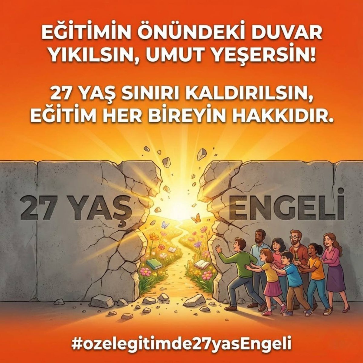 27 yaşında eğitim bitmez.
Engellilikte “yaş sınırı” koymak, hakkı değil engeli büyütmektir.
Eğitim hakkı ömür boyudur.

 #ozelegitimde27yasengeli