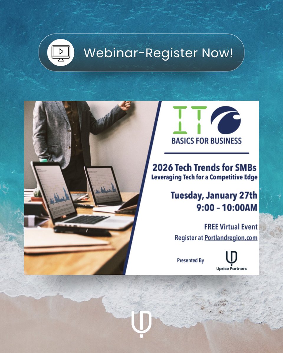 What will set successful SMBs apart in 2026? Leaders who understand that technology drives competitive advantage. Register &amp; join us Jan 27th!
🎯 2026 Tech Trends for SMB Business Leaders:
hubs.ly/Q03ZJT7P0

#SMB #TechTrends #Leadership #AI #Cybersecurity #UprisePartners