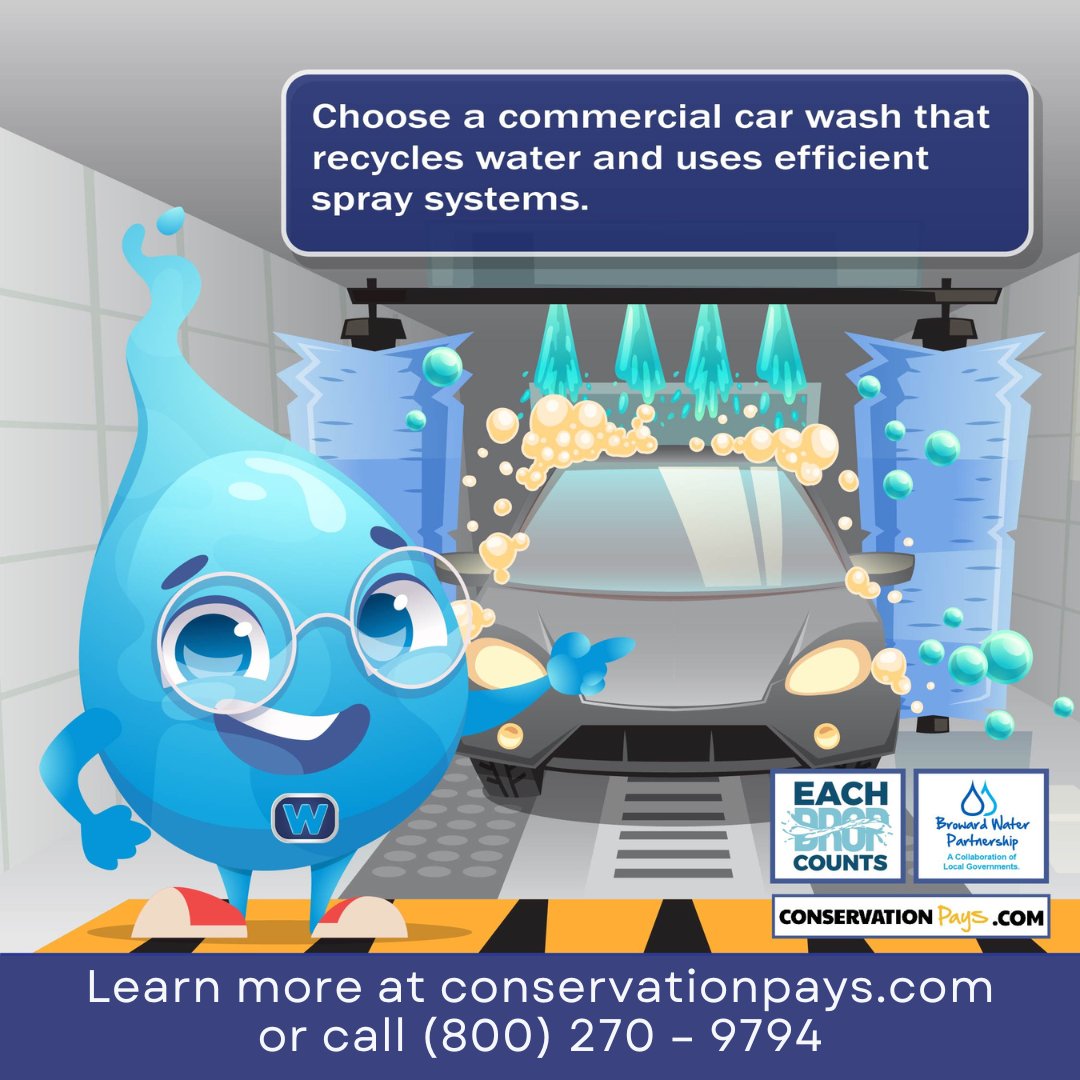 Water Wise Will here with a dry season tip 

Washing your car at home might seem convenient, but  can waste a lot of water. Instead, choose a commercial car wash that recycles water and uses efficient spray systems. 

Learn more at conservationpays.com