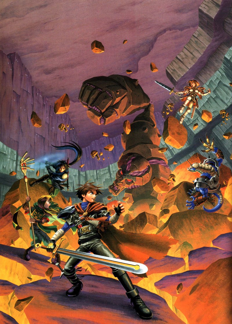 Shining the Holy Ark (1996) by Sega for Saturn. Character design and promotional art by Shin Yamanouchi.