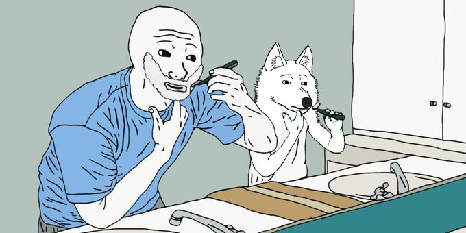 Speny_eth's tweet photo. @WojakOnX at least you go home to @DogjakCTO and shave together https://t.co/DlJhNjjLGN