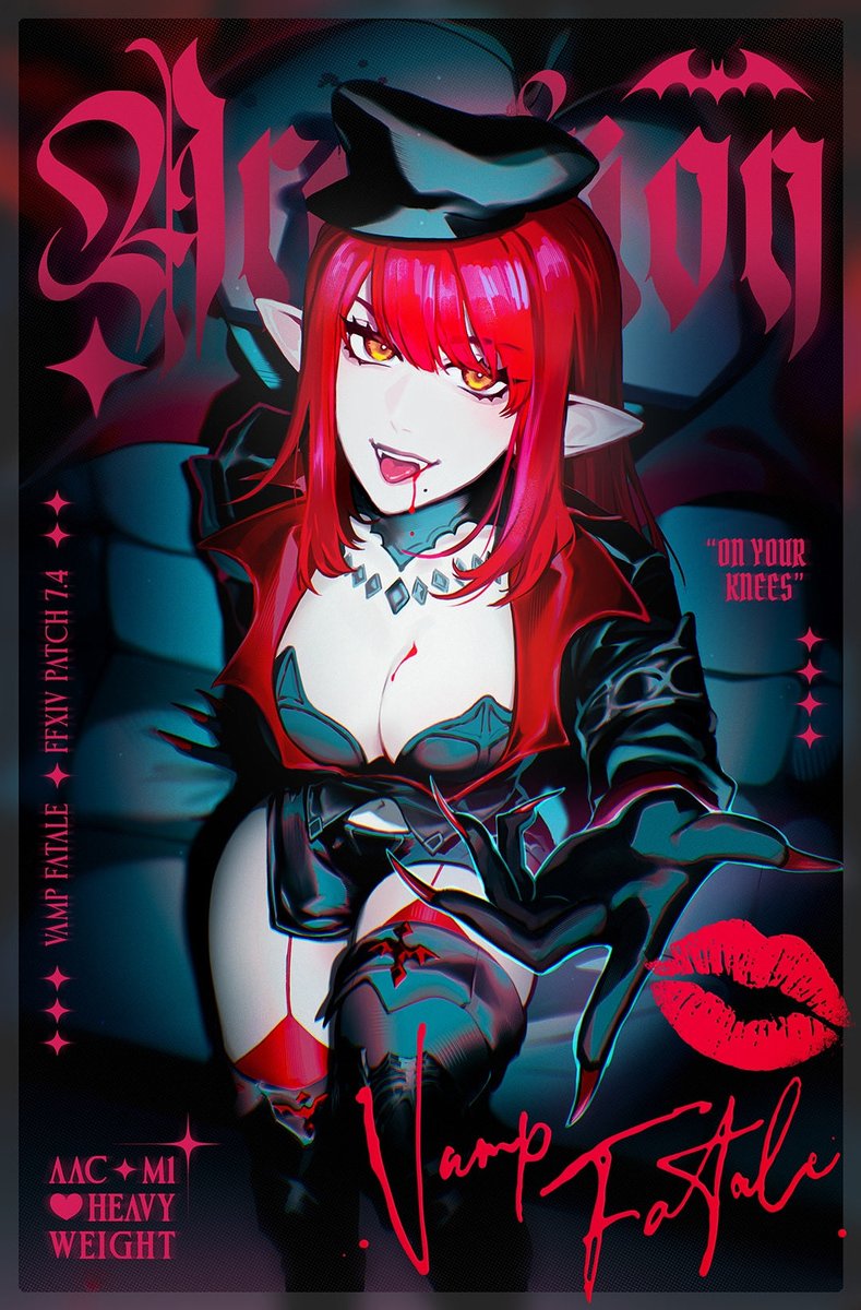 Hikazio's tweet image. The voluptuous, Vamp Fatale 💋

Happy Week 1 everyone, and good luck with the new savage raid tier! Made this print of Vamp Fatale for Magfest this weekend! Hope we see yall there! 

#ffxiv #MAGFest2026
