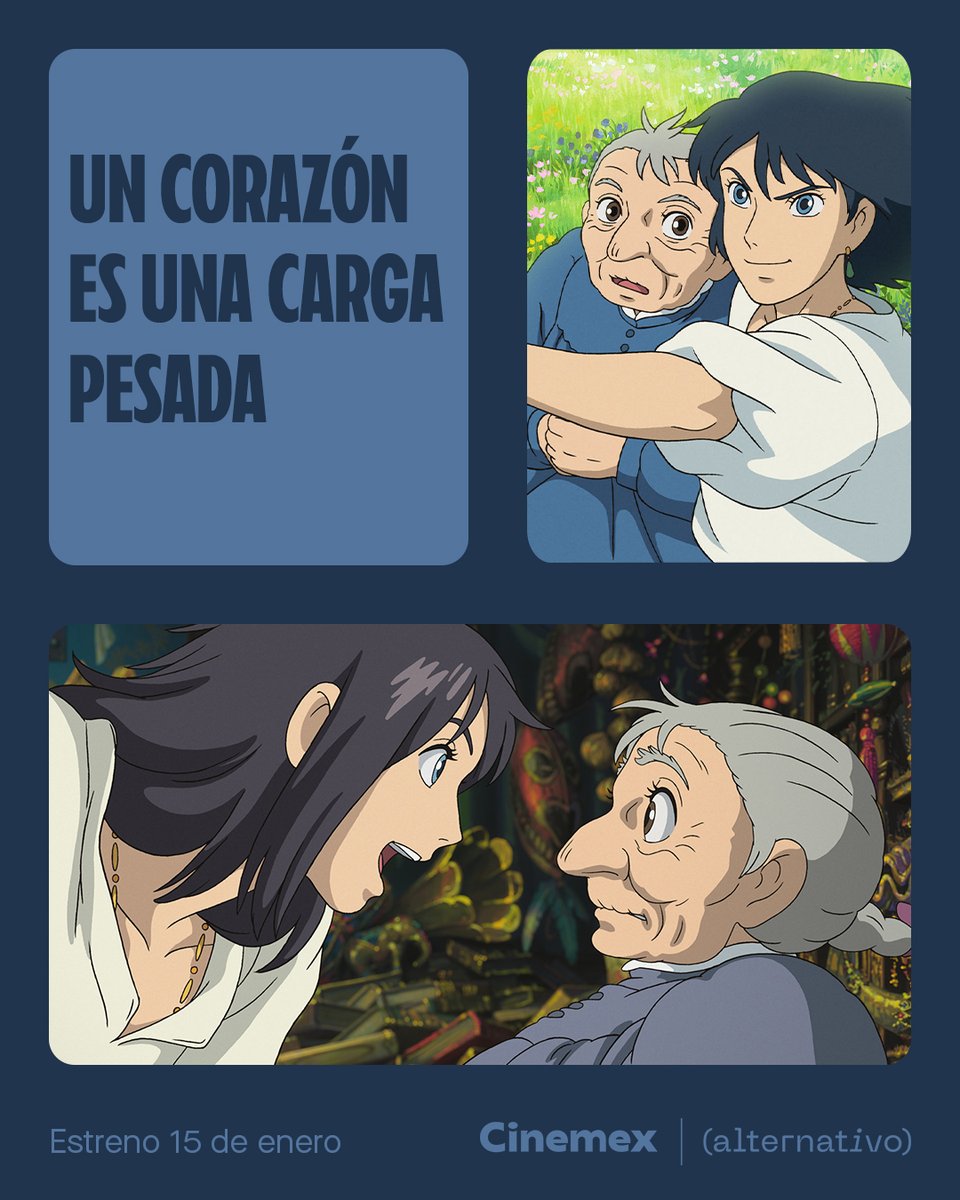 Cinemex's tweet photo. Un clásico de Studio Ghibli para volver a sentir en pantalla grande. “El increíble castillo vagabundo” llega este 15 de enero a Cinemex. https://t.co/U4xlActVmY