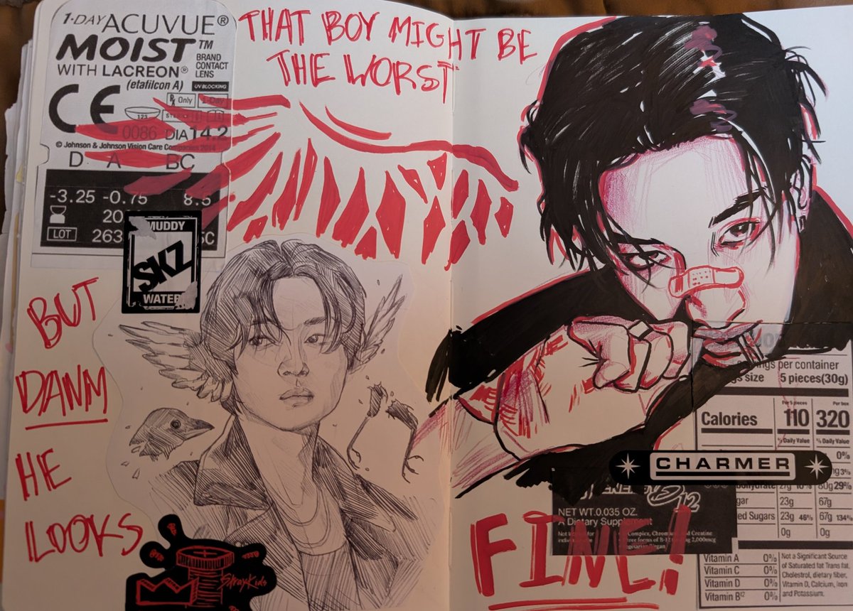 Hollomyy's tweet image. Sketchbook spreads as of late🧵 ;)
#Straykidsfanart #sketchbook