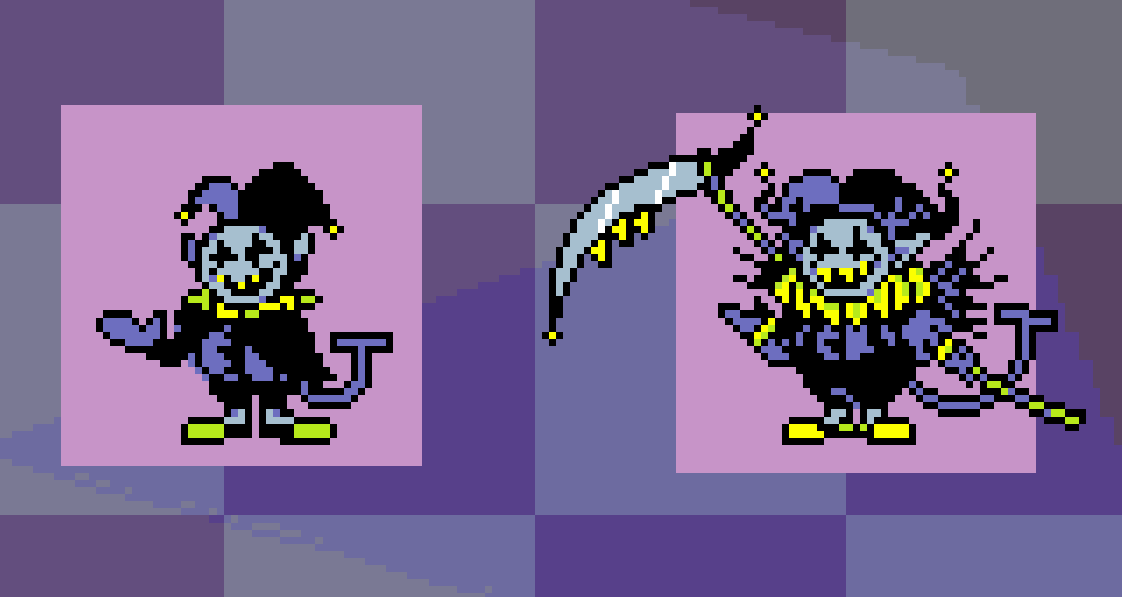 ofinxaip's tweet photo. reesprite based on this #jevil #deltarune https://t.co/GXsVgGMaeW
