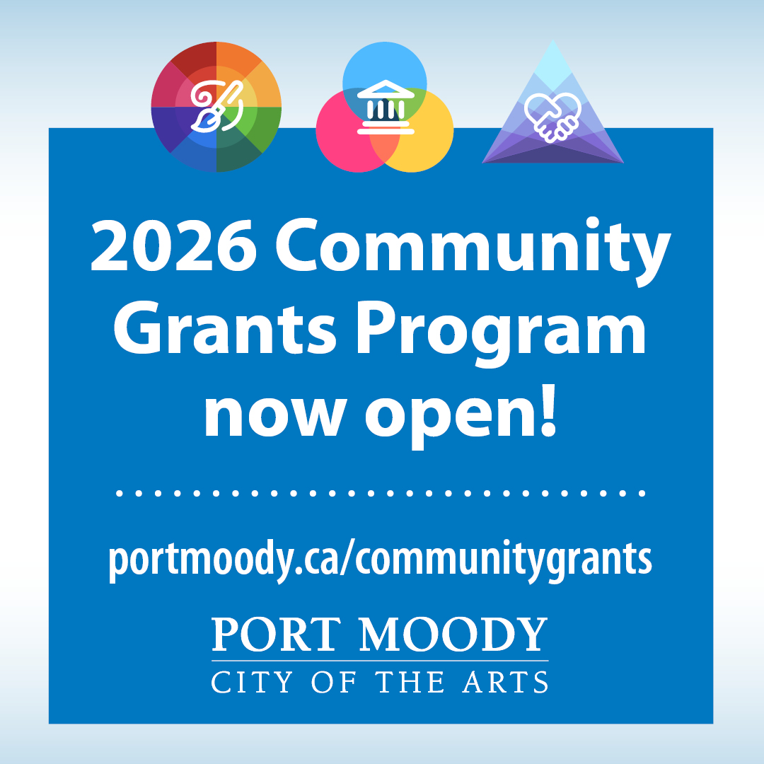 CityofPoMo's tweet photo. The City of Port Moody is accepting applications for the 2026 intake of the Community Grants Program, which includes three different streams: general community grants; artist grants; and arts, culture, and heritage grants. The goal of the program is to provide financial assistance to community groups, non-profit organizations, and individuals seeking additional support for projects that benefit the community. All online forms must be submitted by Saturday, January 31, 2026. Learn more at https://t.co/aaPgMLxwvA