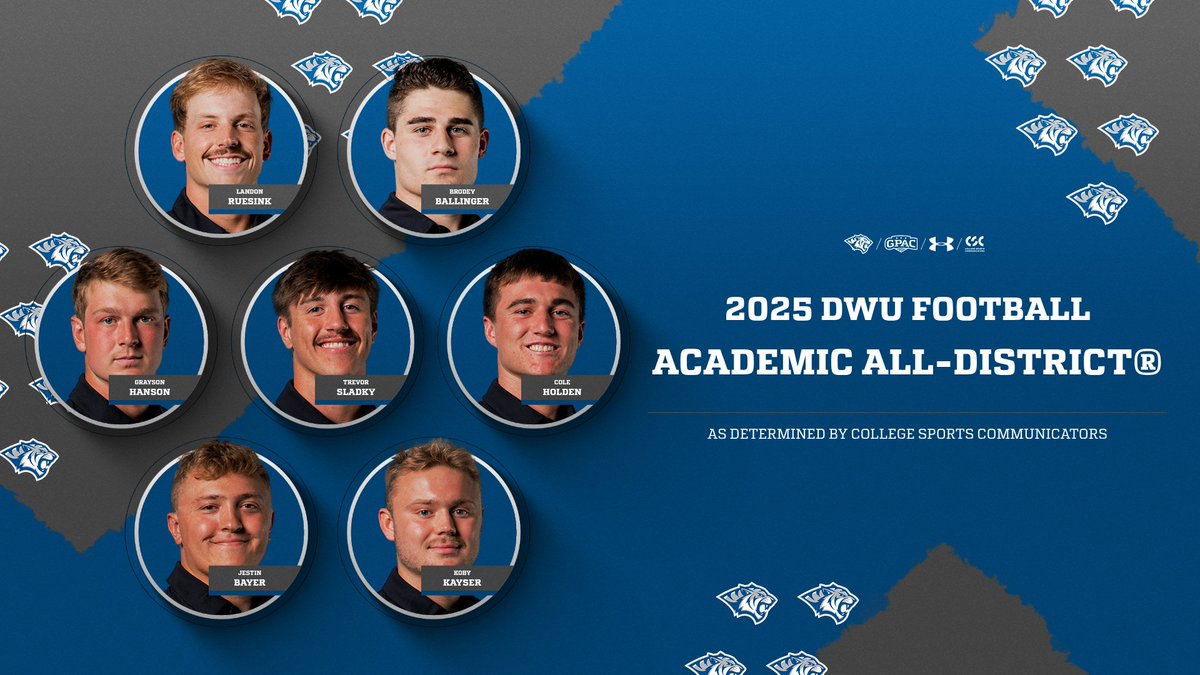 dwtigerfootball's tweet image. 7⃣ athletes have been honored with @CollSportsComm Academic All-District® distinctions for their efforts on the football field and in the classroom this season!

📰 tinyurl.com/y4fe3sbk

#RollTige🐯 | #BleedBlue🔹