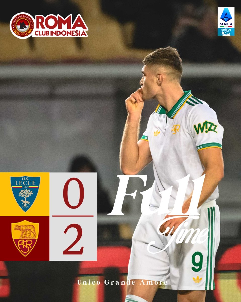 Full-time 
Lecce 0 - 2 AS Roma 

.
.

#lecceroma
#romaclubindonesia
#unicograndeamore