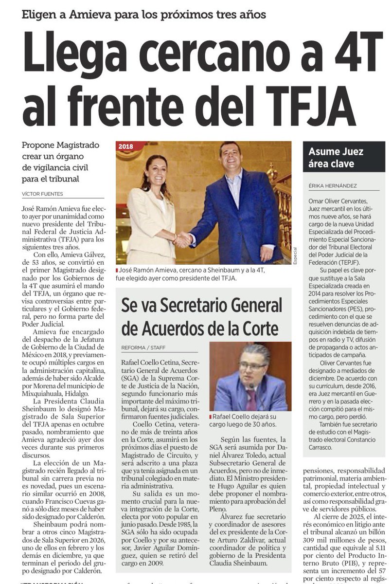 TaxpertsMx's tweet photo. Llega cercano a 4T al frente del TFJA
.
#TFJA #PIB #PoderJudicial #JUSTICIA https://t.co/JqkmuVI9f5