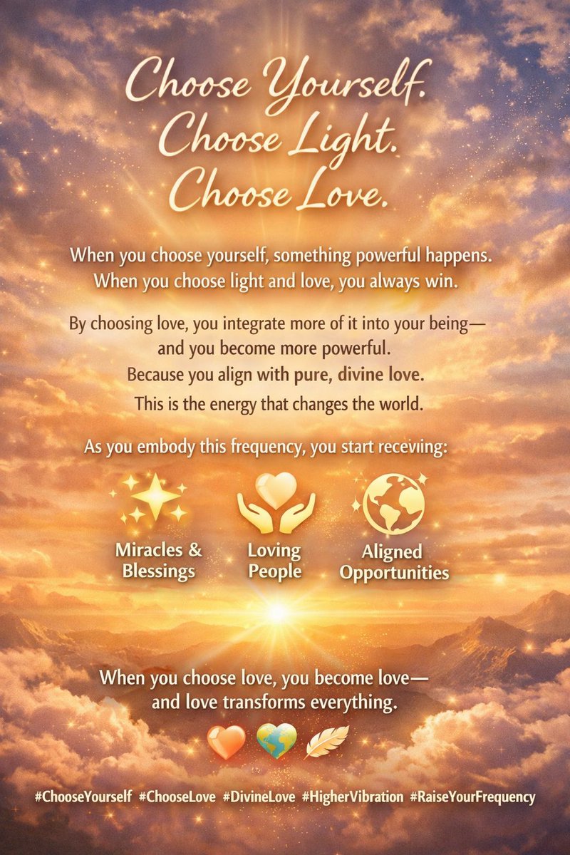 NovaeCoaching's tweet photo. As you embody this frequency, your life begins to reflect it back to you. You start receiving loving miracles, meaningful connections, and supportive people. Opportunities, experiences, and outcomes begin to match your vibration.

#ChooseYourself
#ChooseLove
#ChooseLight https://t.co/o55nDxuUUu
