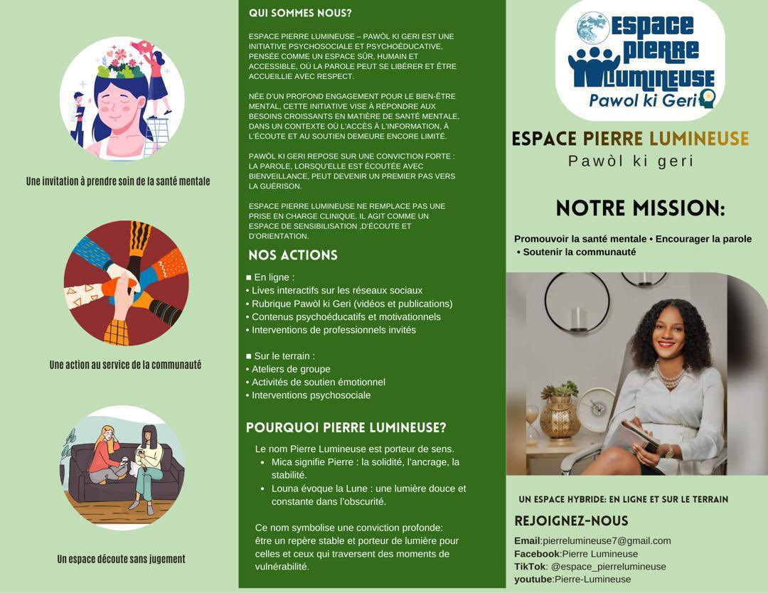 StanewsMagazine's tweet photo. Ce lundi 5 janv. 2026,la psychologue Mica Louna ELIZE a lancé « Espace Pierre Lumineuse » à la bibliothèque Michel Tardieu.Cette initiative psychosociale et psychoéducative,en format hybride,vise à promouvoir la santé mentale et à accompagner les personnes en quête de mieux-être. https://t.co/h38AQ7yinH