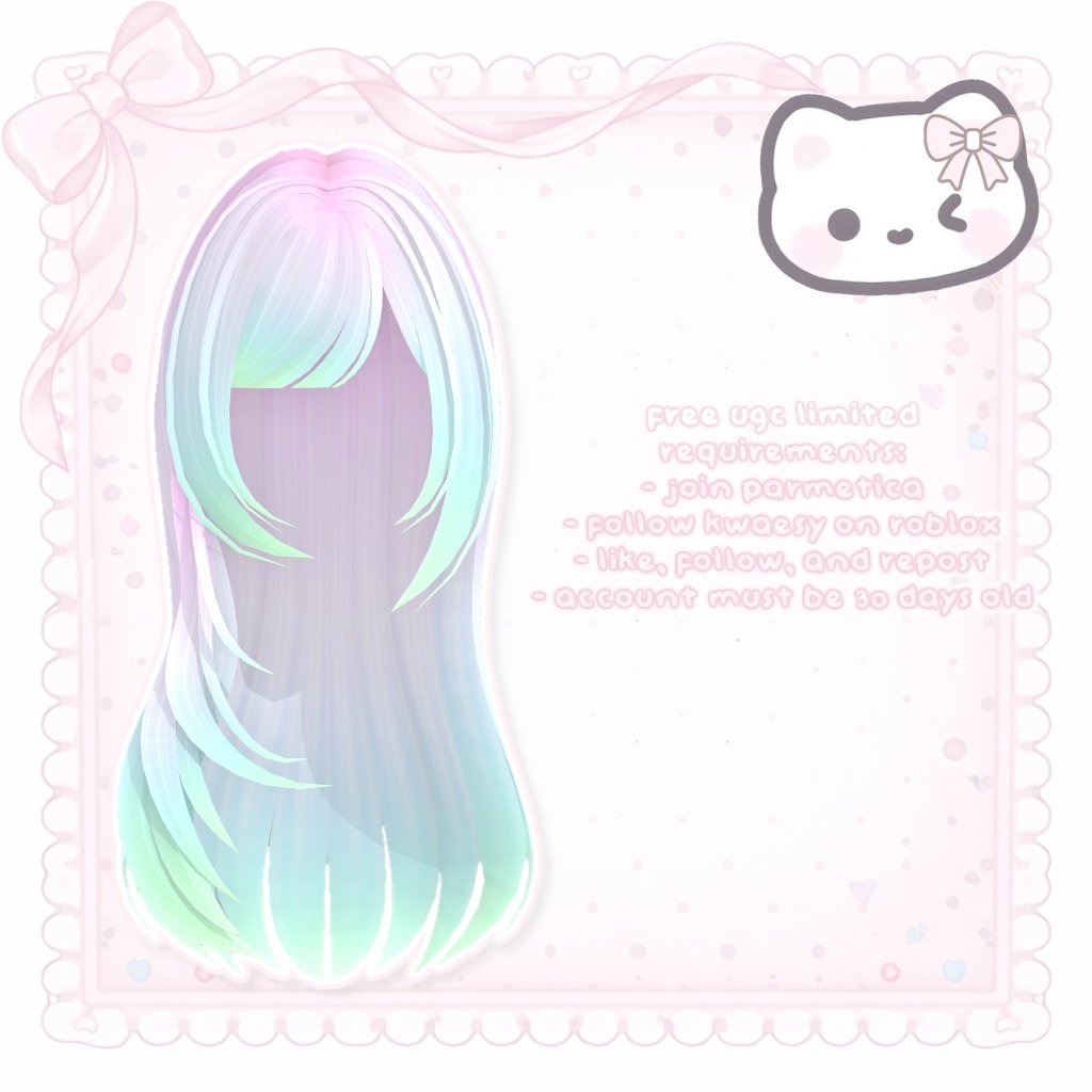 kwaesyo's tweet photo. ꒰FREE LIMITED UGC HAIR

♡ join : https://t.co/Ki6KhphAyf 
♡ follow : https://t.co/xjqvvrXL7y
like, follow + repost

drop time : 01/07/2026 @ 6pm CST
code will be posted on parmetica's announcements

୨ৎ♡ #FreeRobloxUGC https://t.co/09qCrzN8DY