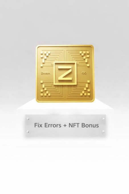 michiquitabi's tweet photo. Fix detected issues and earn a 15% $ZAMA NFT bonus  

OG NFT, Zama NFT, bonus rewards, early supporters, community rewards, blockchain, #NFT ecosystem utility

https://t.co/0StbXH7AFM https://t.co/sASdMdwuNh