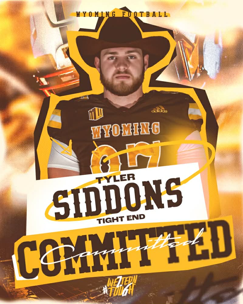 SiddonsTyler's tweet image. After some thought, prayer and some great conversations with @JaySawvel and @Coach_SBMoore, Id like to announce i will be playing at @wyo_football. #committed