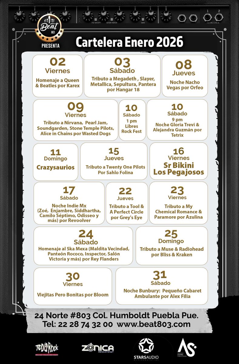 ¡¡¡Cartelera del mes en el Beat 803!!!