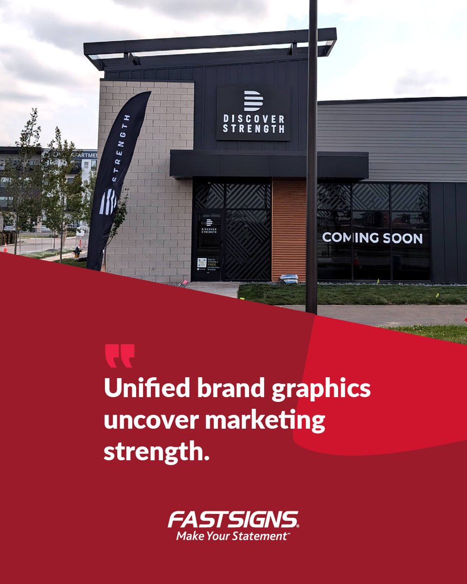 FASTSIGNS's tweet image. Unify your look with cohesive brand graphics that reveal marketing strength and set the tone for what’s possible inside. 

fastsigns.com/blog/about-pro…

#FASTSIGNS #FitnessFranchise #ExteriorSignage
