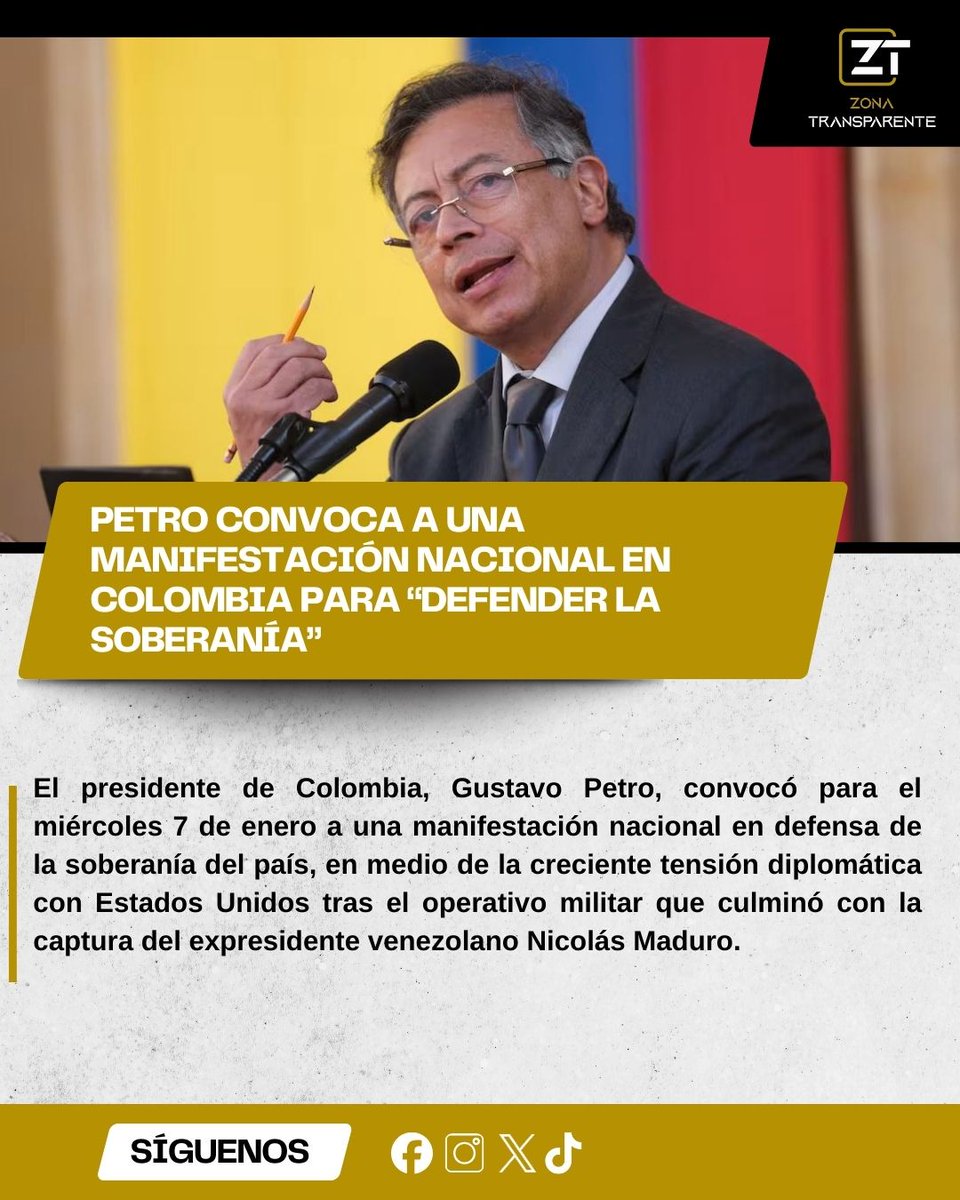 #COLOMBIA : Ahora #Trump va a por 
<a href="/petrogustavo/">Gustavo Petro</a>

Miércoles 7 de enero
#ColombiaSoberana
➡️ MADRID:  
<a href="/IvanCepedaCast/">Iván Cepeda Castro</a> #IvanCepedaPresidente
🕐5 pm
<a href="/UGTMadrid/">UGT Madrid</a> (Av. de América)

➡️ COLOMBIA 
🗓️.7-E
📍En Todas las plazas del país.
🕑4 pm  
<a href="/PactoCol/">Pacto Histórico Oficial</a>
#PactoHistorico
<a href="/MadridHumanaCol/">Colombia🇨🇴Humana Madrid 🇪🇦</a>