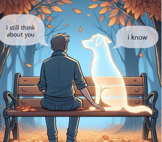 “I still think about you.”
The silence answered back:
“I know.”

Some bonds outlive goodbye. 🐾