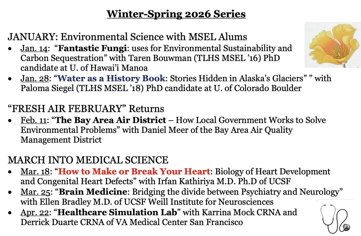 ScienceSeminar's tweet photo. Final Marin Science Seminar schedule for this semester is here! Our collab with Wonderfest Science starts in March, with all event details listed on our website. Join us and learn in 2026! 🥳📡🪐🧬🔬🌲🐦‍🔥🦋
https://t.co/0WAWHuijLK https://t.co/3GuOjv0x1X