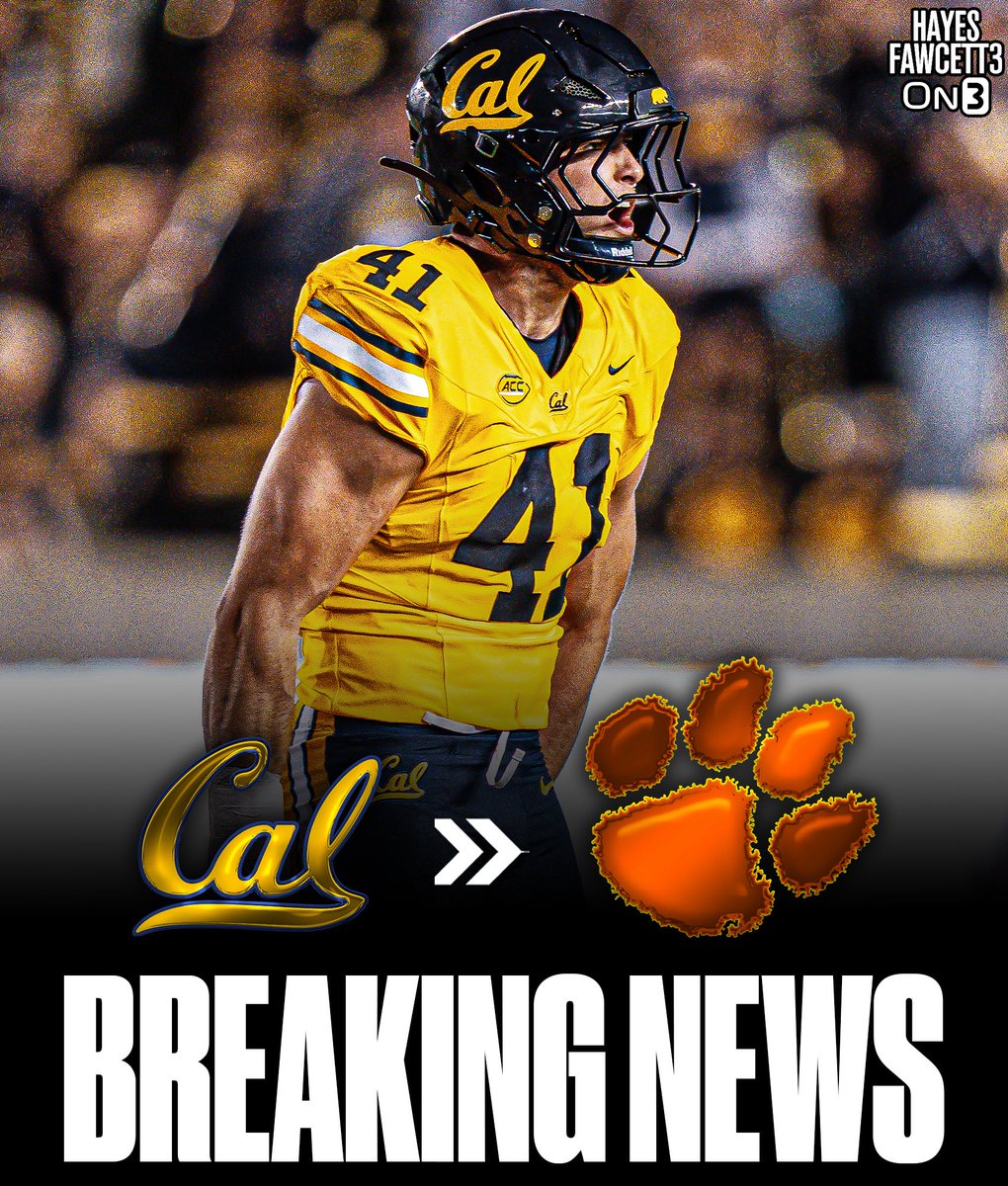 Hayesfawcett3's tweet photo. BREAKING: Cal standout transfer LB Luke Ferrelli has Committed to Clemson, he tells @on3

He totaled 91 tackles, 1 sack, 5 TFLs, and 1 INT this season

Was named the ACC Defensive Freshman of the Year

https://t.co/RlUbB6EMhS https://t.co/dmICEmMoNn