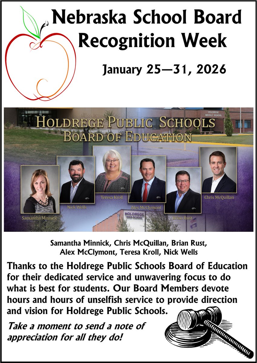 SandySDunaway's tweet photo. Jan 25-31 is School Board Recognition Week. Thanks to the 1,700 locally elected volunteers who make up the Board of Education for Nebraska schools and ESUs. Through their leadership, innovation, vision and engagement, they make Nebraska a better place to live.
#holdregedusters https://t.co/645WVtLIGA
