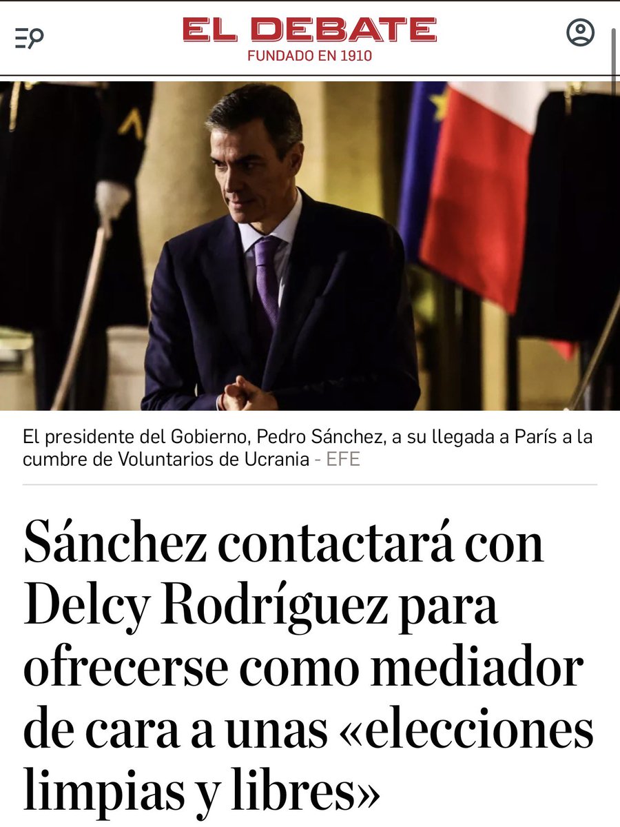Pedro Sánchez ofreciéndose para mediar con Venezuela para unas elecciones libres y limpias. Supongo que les explicará lo de meter una urna llena de votos detrás de una cortina o lo de hacer todo lo contrario de que se promete.