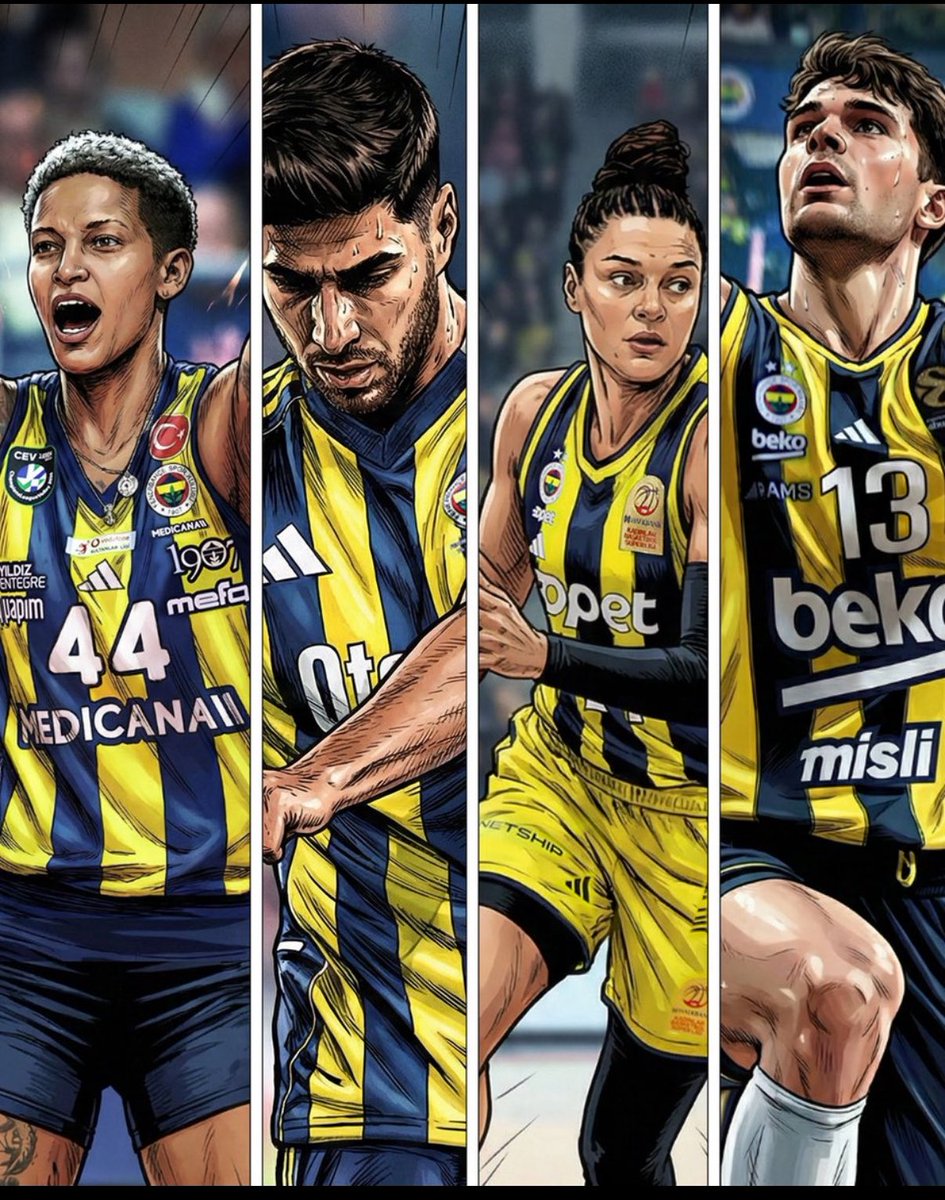 #dünyanınenbüyüksporkulübü aynı gece 4 branş  2 şampiyonlar ligi maçı 2 lokal maç 4 galibiyet