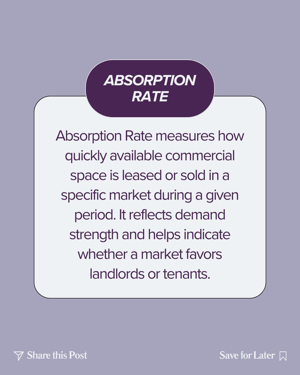 Real Estate Term of the Week: Absorption Rate 📓

This metric reflects how quickly available commercial space is being leased or sold in a specific market. It’s a key indicator of demand strength and market momentum—especially in competitive regions like Tampa Bay.

#FortressCRE