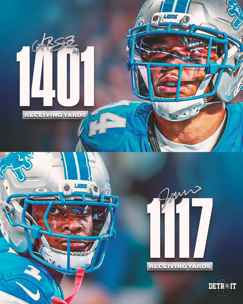 BSMotorCity's tweet image. Amon-Ra St. Brown and Jameson Williams combined for the most receiving yards of any duo in the NFL this year