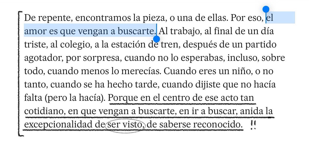 annflxke's tweet image. hoy he vuelto a leer la columna de laura ferrero “que vengan a buscarte” y no puedo dejar de pensar en esto: en el pequeño acto de que alguien venga a buscarte, en esa espera, anida la excepcionalidad de ser visto….. y al final eso es el amor