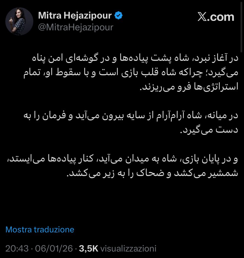 Ario1401's tweet image. اما میترا حجازی استاد بزرگ شطرنج جهان در مورد شطرنج حرف نمیزنه 
#اين_آخرين_نبرده_پهلوى_برميگرده